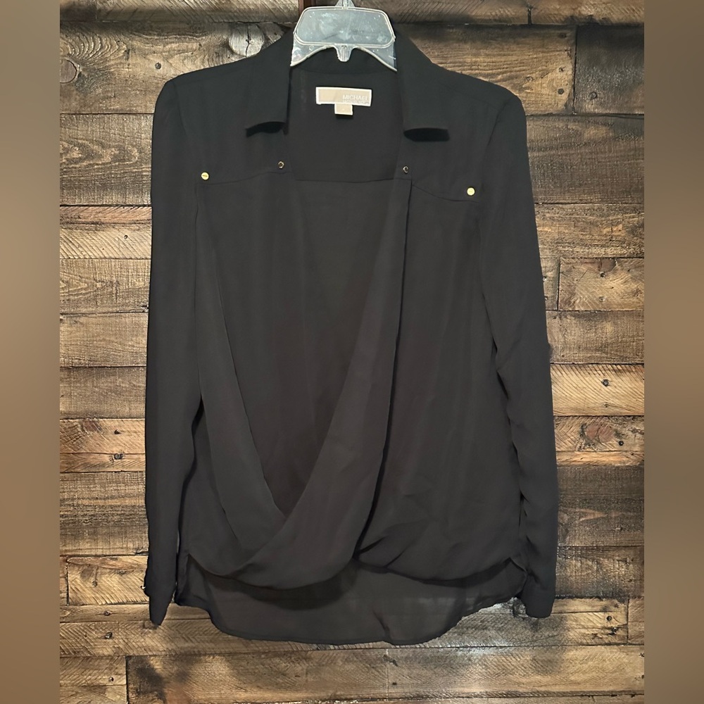 MICHAEL Michael Kors Black Drape Blouse